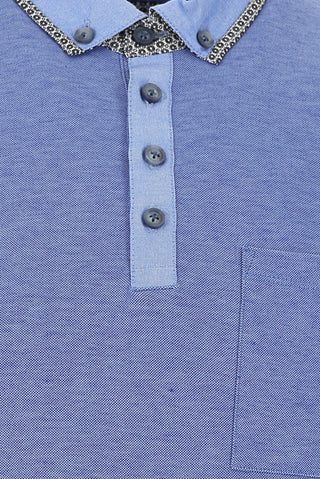  Saks Mavi Polo Yaka Slim Fit Dar Kesim Tişört