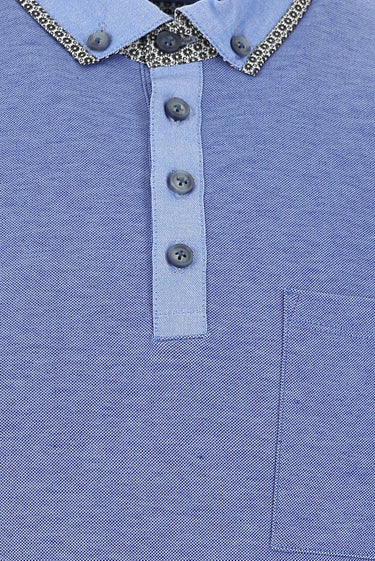 Saks Mavi Polo Yaka Slim Fit Dar Kesim Tişört