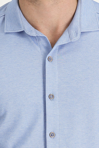  Mavi Yarım İtalyan Yaka Slim Fit Dar Kesim Tişört
