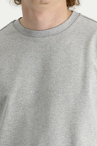  Orta Gri Melanj Bisiklet Yaka Pamuklu Sweatshirt