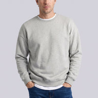 Açık Gri Melanj Bisiklet Yaka Oversize Pamuklu Sweatshirt