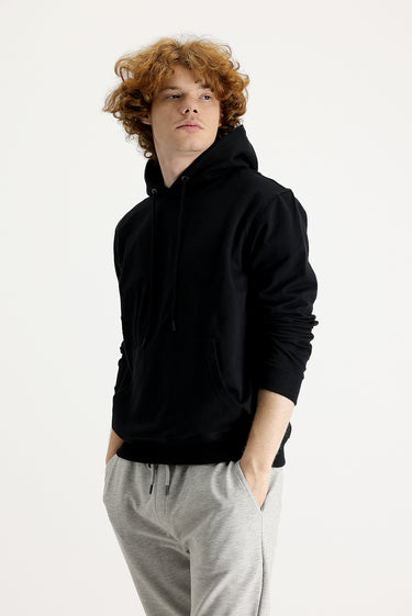  Siyah Kapüşonlu Pamuklu Sweatshirt