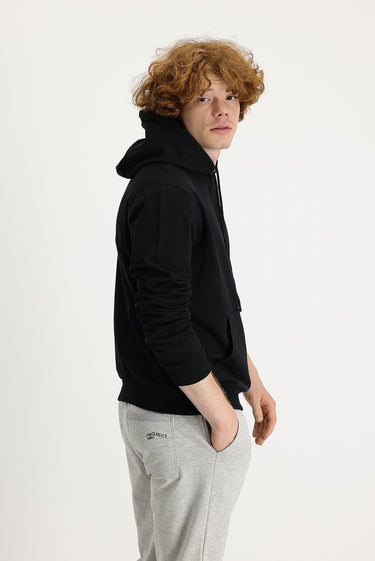  Siyah Kapüşonlu Pamuklu Sweatshirt