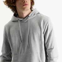 Orta Gri Melanj Kapüşonlu Pamuklu Sweatshirt