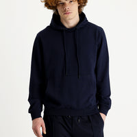 Orta Lacivert Kapüşonlu Pamuklu Sweatshirt