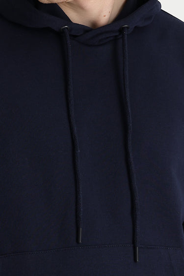  Orta Lacivert Kapüşonlu Pamuklu Sweatshirt