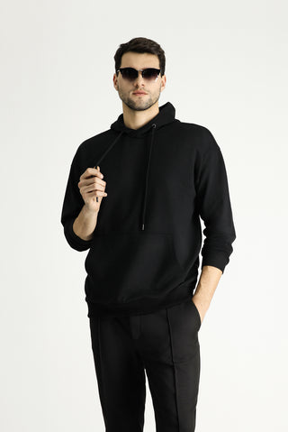  Siyah Kapüşonlu Oversize Pamuklu Sweatshirt