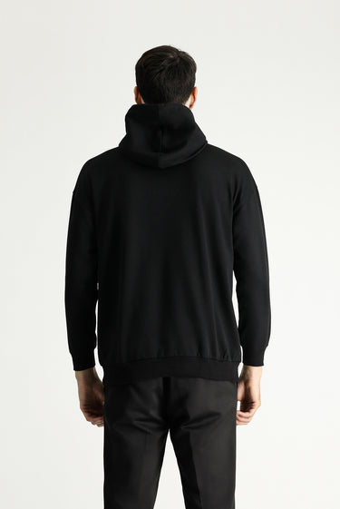  Siyah Kapüşonlu Oversize Pamuklu Sweatshirt