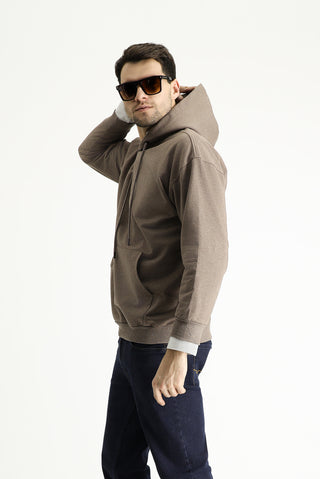  Orta Kahve Kapü?onlu Oversize Pamuklu Sweatshirt-Ki??l?