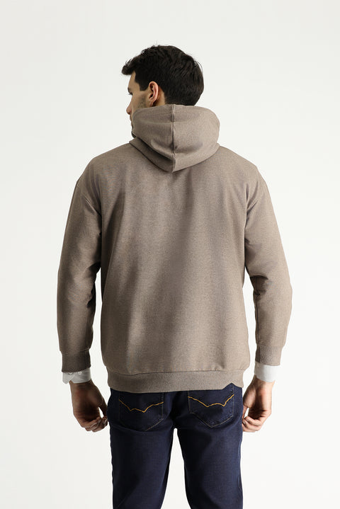 Medium Brown Hooded Oversize Cotton Sweatshirt