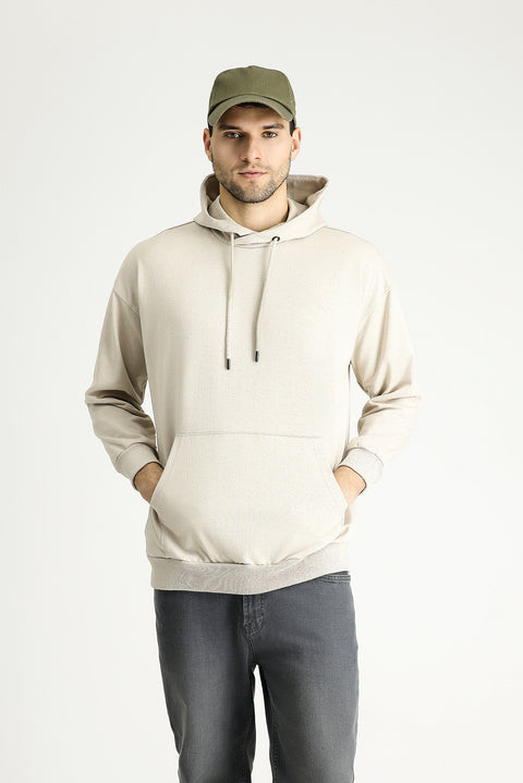Light Mink Hooded Oversize Cotton Sweatshirt
