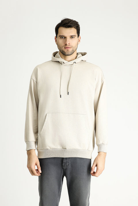 Light Mink Hooded Oversize Cotton Sweatshirt