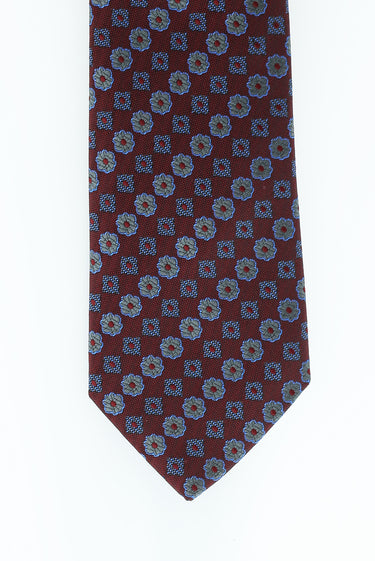  Koyu Bordo Desenli Kravat