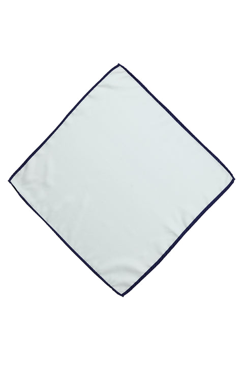 Beyaz-Lacivert Saten Mendil