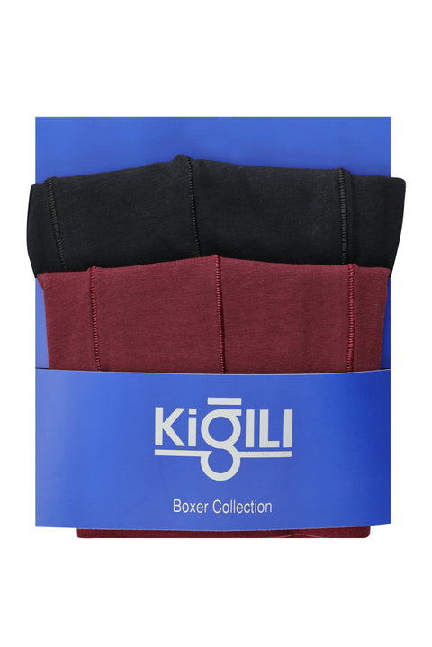 Şarap Bordo 2'li Pamuklu Süprem Boxer Seti