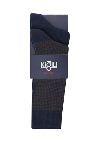  Koyu Kahve 2'li Desenli Çorap Seti