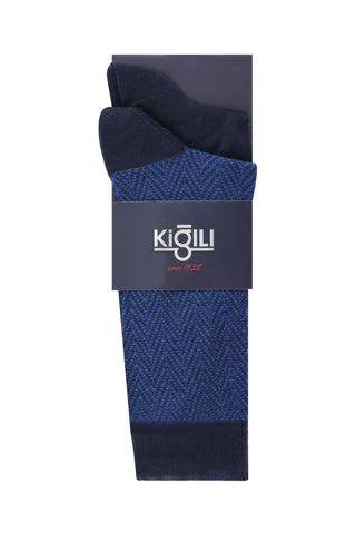  Koyu Lacivert 2'li Desenli Çorap Seti