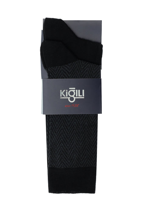 Koyu Antrasit 2'li Desenli Çorap Seti