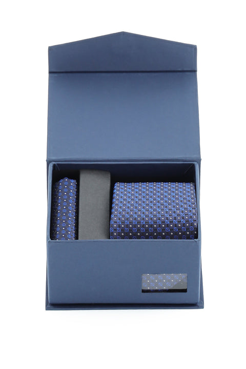 Koyu Lacivert 2'li Kravat Mendil Seti