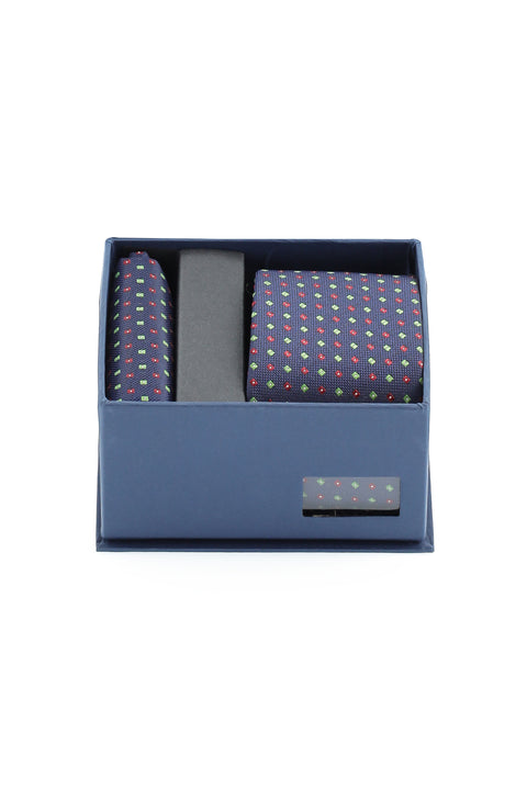 Koyu Lacivert 2'li Kravat Mendil Seti