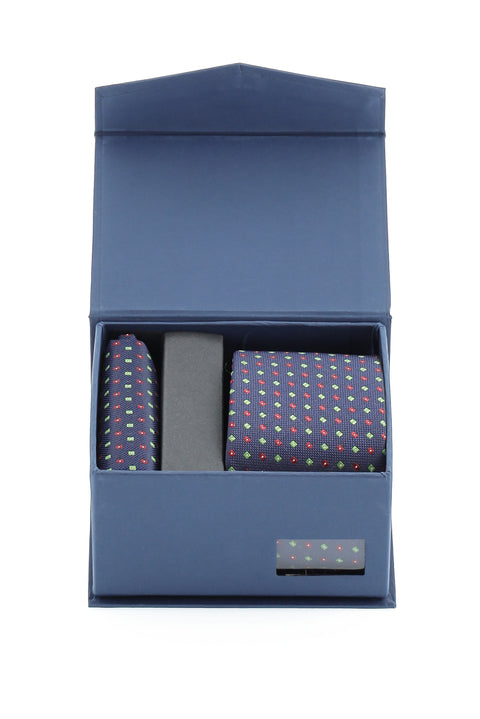 Koyu Lacivert 2'li Kravat Mendil Seti