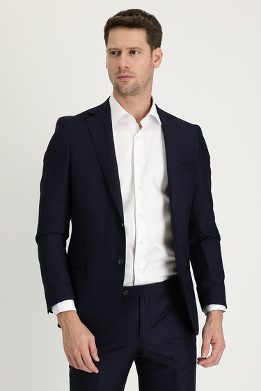 Orta Lacivert Slim Fit Dar Kesim Klasik Takım Elbise