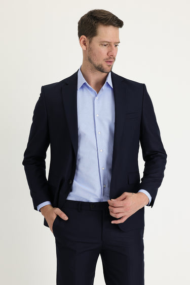 Koyu Lacivert Relaxed Fit Rahat Kesim Klasik Takım Elbise
