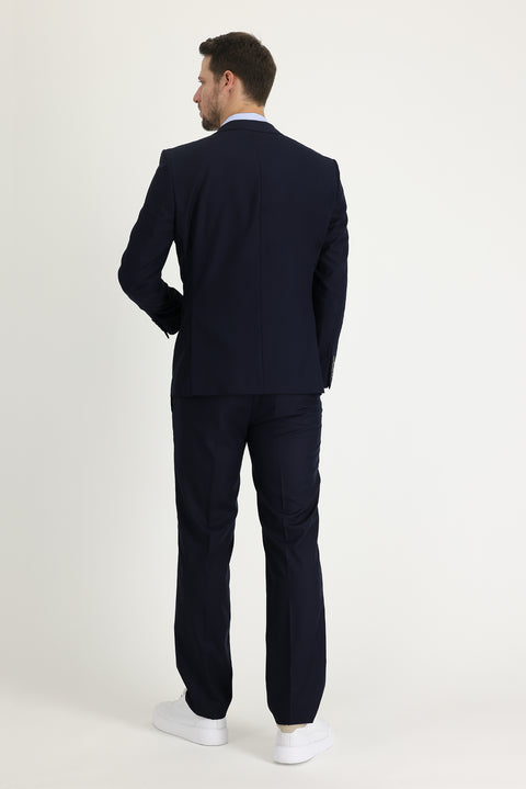 Koyu Lacivert 7 Drop Slim Fit Dar Kesim Takım Elbise