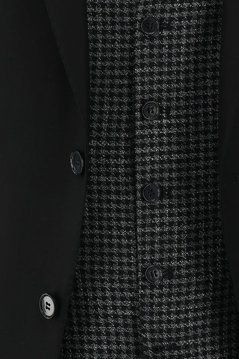 Siyah 7 Drop Slim Fit Dar Kesim Kombinli Yelekli Takım Elbise