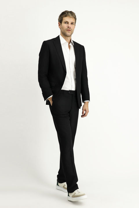 Black 6-Drop Regular Fit Standard Cut Suit