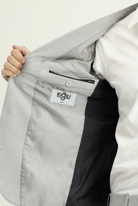 Orta Gri 7 Drop Slim Fit Dar Kesim Takım Elbise