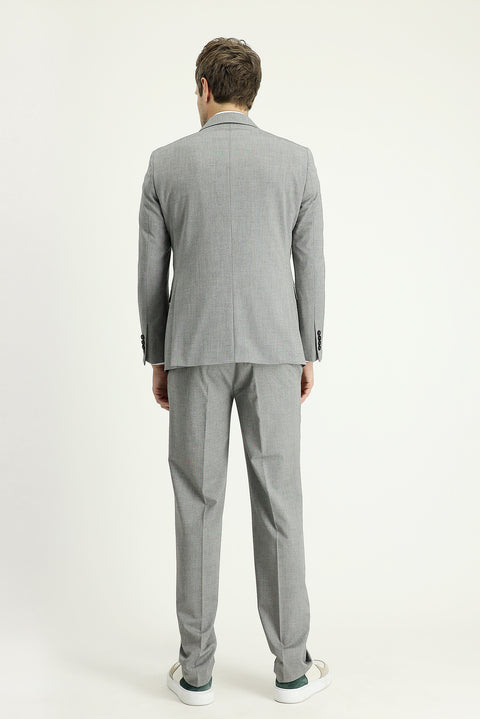 Orta Füme Slim Fit Takım Elbise