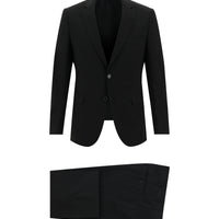 Siyah Slim Fit Dar Kesim Yünlü Klasik Takım Elbise