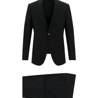 Siyah 7 Drop Slim Fit Dar Kesim Yünlü Takım Elbise