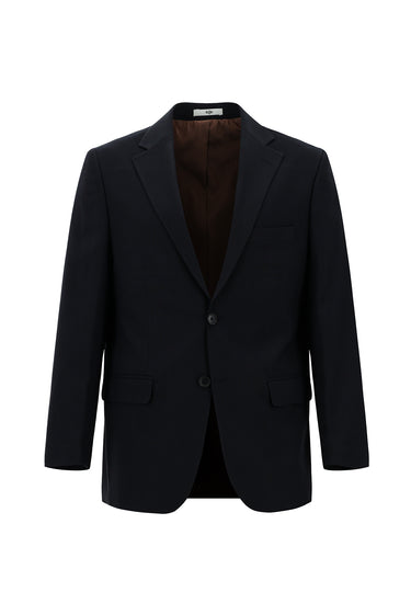 Koyu Lacivert Slim Fit Dar Kesim Yünlü Klasik Takım Elbise