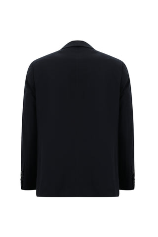  Koyu Lacivert Relaxed Fit Rahat Kesim Yünlü Klasik Takım Elbise