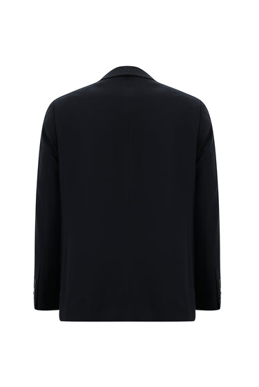 Koyu Lacivert Slim Fit Dar Kesim Yünlü Klasik Takım Elbise