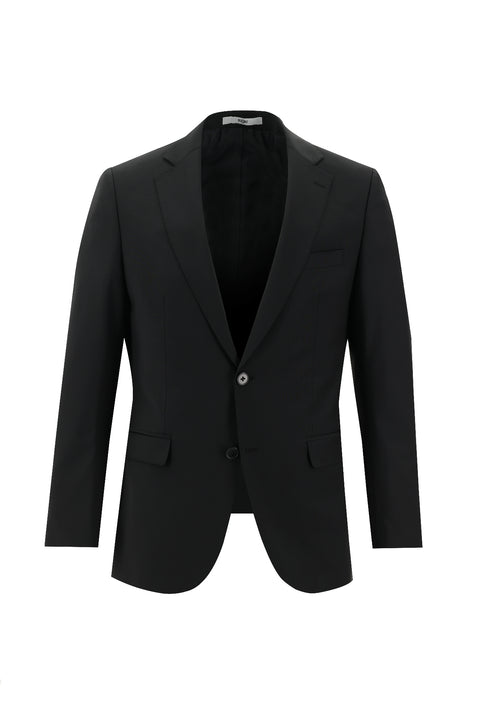 Siyah 7 Drop Slim Fit Dar Kesim Yünlü Takım Elbise