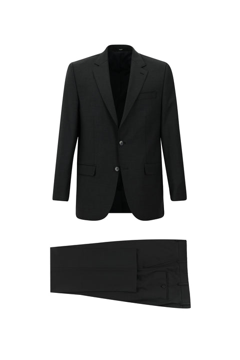 Koyu Antrasit 4 Drop Relaxed Fit Rahat Kesim Yünlü Takım Elbise