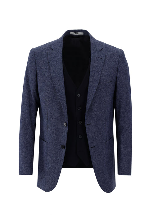 Light Navy Blue 6 Drop Regular Fit Standard Cut Suit with Vest