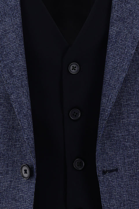 Light Navy Blue 6 Drop Regular Fit Standard Cut Suit with Vest