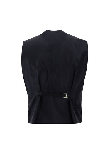 Orta Lacivert Slim Fit Dar Kesim Kombinli Yelekli Takım Elbise