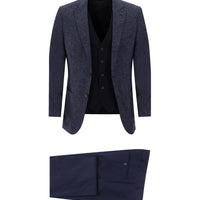 Dark Navy 7 Drop Slim Fit Narrow Cut Suit with Vest