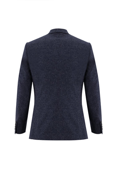 Koyu Lacivert Slim Fit Dar Kesim Kombinli Yelekli Takım Elbise