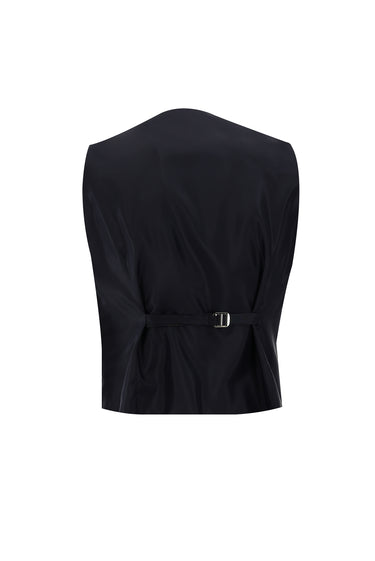 Koyu Lacivert Slim Fit Dar Kesim Kombinli Yelekli Takım Elbise