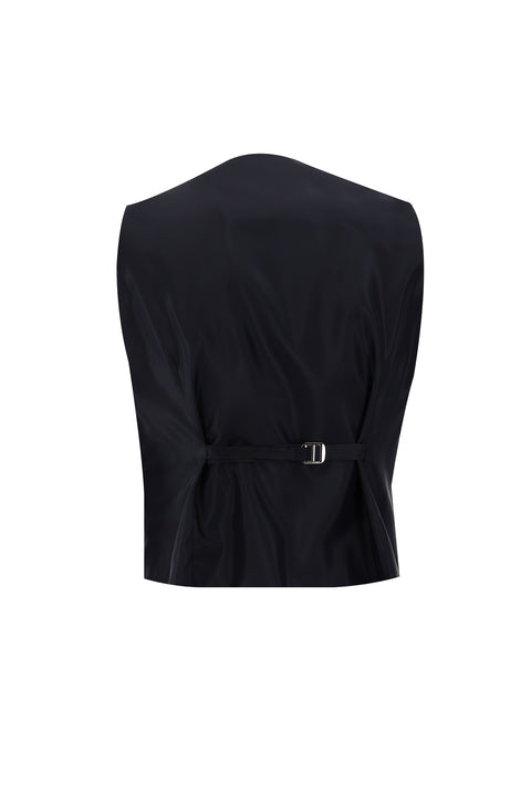 Dark Navy 7 Drop Slim Fit Narrow Cut Suit with Vest