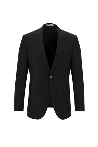  Siyah 4 Drop Relaxed Fit Rahat Kesim Yünlü Takım Elbise