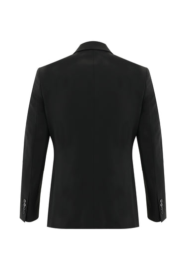  Siyah Regular Fit Yünlü Klasik Takım Elbise