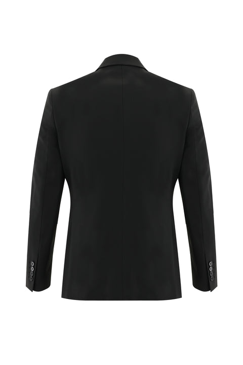 Black 6-Drop Regular Fit Standard Cut Wool Suit