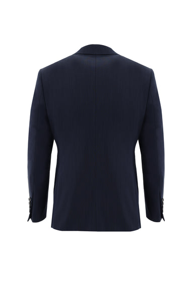 Koyu Lacivert Slim Fit Dar Kesim Yünlü Kombinli Takım Elbise